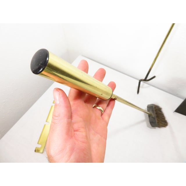 Wall Mount ~ Mid Century Modernist Brass Fireplace Tools Set ~ Donald Deskey Era For Sale - Image 11 of 17