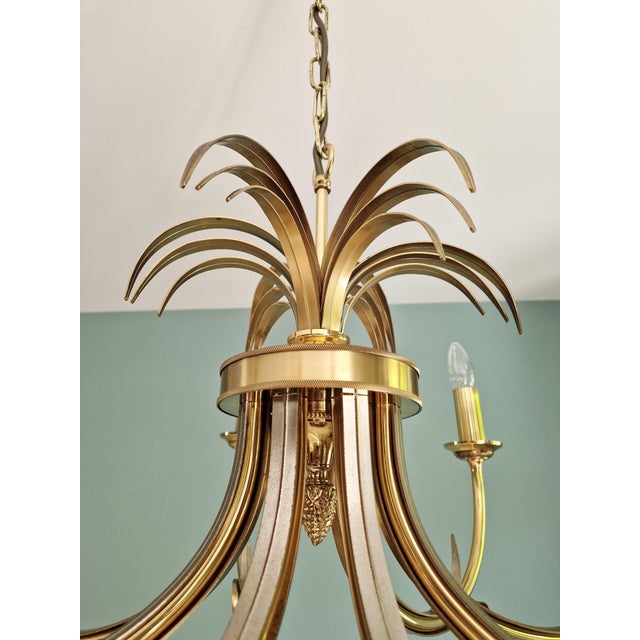 Large Hollywood Regency Brass Chandelier, Belgium, 1970 For Sale - Image 6 of 17