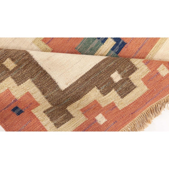 Mid 20th Century Doris Leslie Blau Vintage Swedish Flat Weave Rug Signed by 'Gk' For Sale - Image 5 of 6