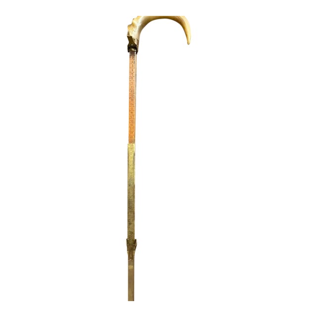 Rare Spanish Shoe Cobbler's Cane With Measuring Shaft, Circa 1860 For Sale
