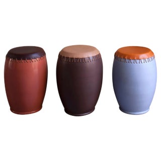 Bombo Leather Side Tables by Nestor Perkal, Set of 3 For Sale