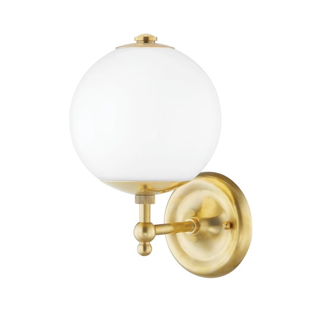 Transitional Hudson Valley Lighting Mark D. Sikes Sphere No.1 1-Light Wall Sconce, Aged Brass For Sale - Image 3 of 6
