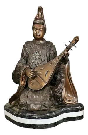 Mid 20th Century Signed Ming Statue in Bronze