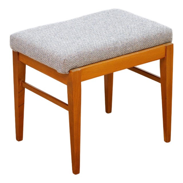 Mid Century Teak Vanity Stool For Sale