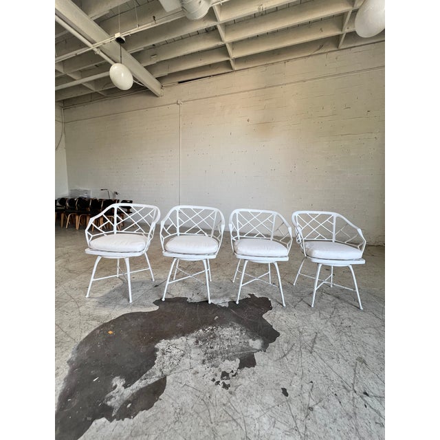 Metal Vintage Faux Bamboo Metal Swiveling Patio Chairs - Set of 4 For Sale - Image 7 of 7