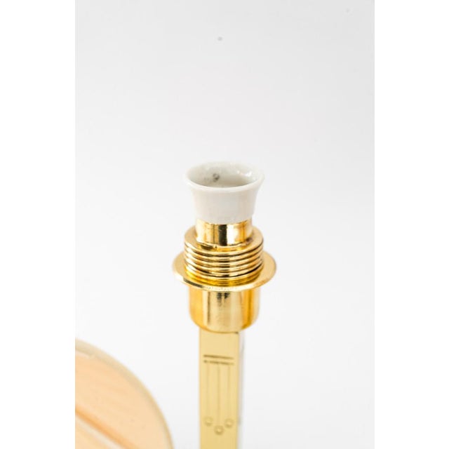 Gold Vintage Art Deco Table Lamps with Fabric Shades, 1920s, Set of 2 For Sale - Image 8 of 16