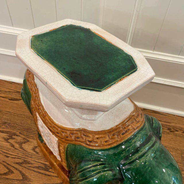Ceramic Mid Century Green Elephant Garden Stool Asian Large Ceramic Garden Seat For Sale - Image 7 of 13
