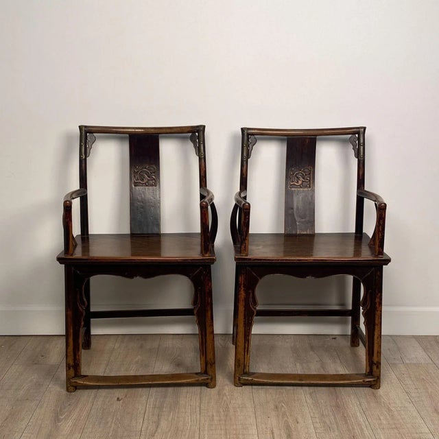 Wood Pair of 18th-Century Chinese Armchairs For Sale - Image 7 of 7