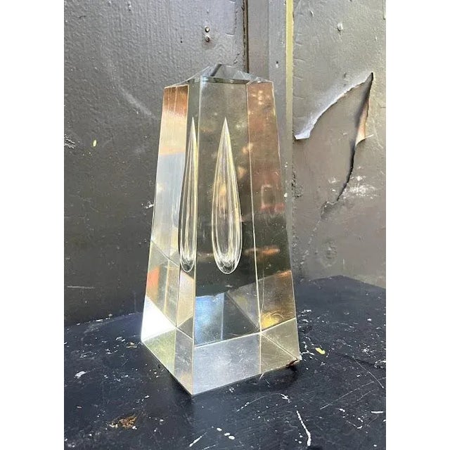 Mid-Century Modern Large Glass Teardrop Obelisk Paper Weight For Sale - Image 3 of 5