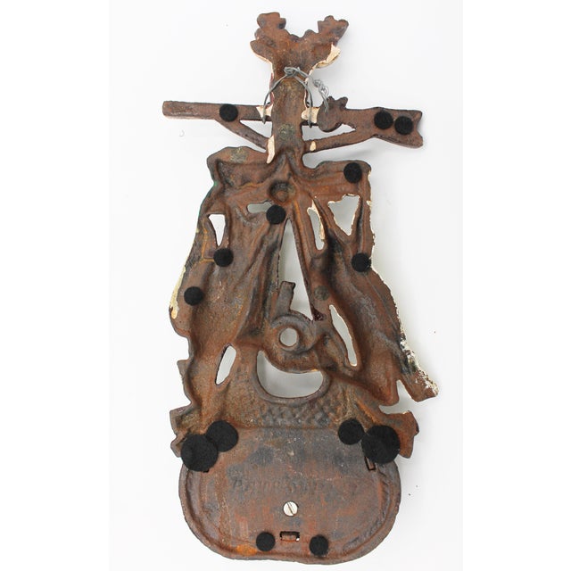 Mid-Late 19th Century American Cast Iron Hunt Motif Wall Match Holder For Sale - Image 4 of 9