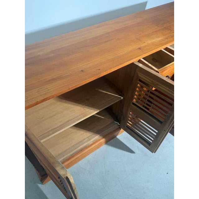 Teak Sideboard with Louvered Doors For Sale - Image 9 of 13