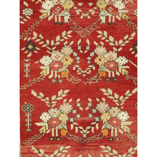 Red Vintage Turkish Oushak Area Rug 4ft 10in X 8ft 3in For Sale - Image 8 of 8