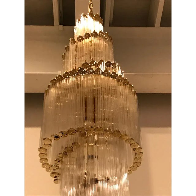 Italian Mid-Century Modern Double Waterfall Spiral Glass Chandelier For Sale In New York - Image 6 of 9