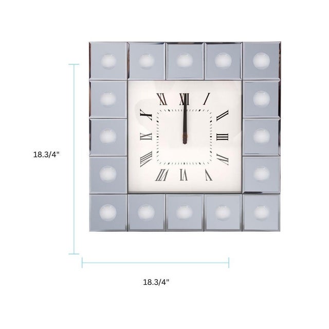 Wood Grigio Mirrored Wall Clock For Sale - Image 7 of 8