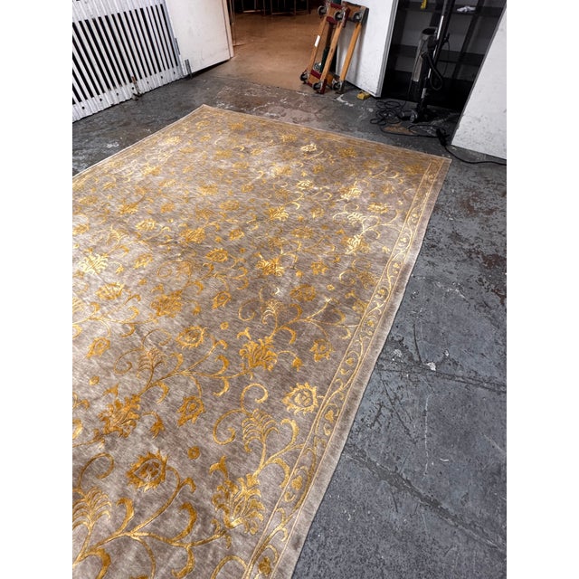 9ft X 12ft Floral Vine Pattern Wool + Silk Area Rug For Sale - Image 10 of 12