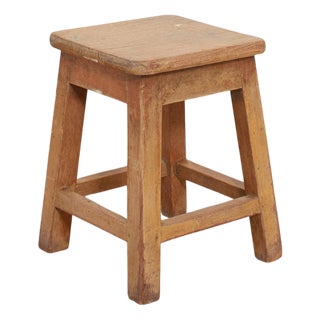 Antique Rustic Square Stool, 1920s For Sale