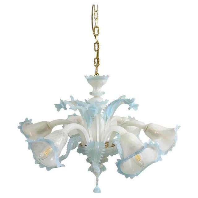 Vintage Chandelier in Blue Murano Glass, 1950s For Sale - Image 6 of 6