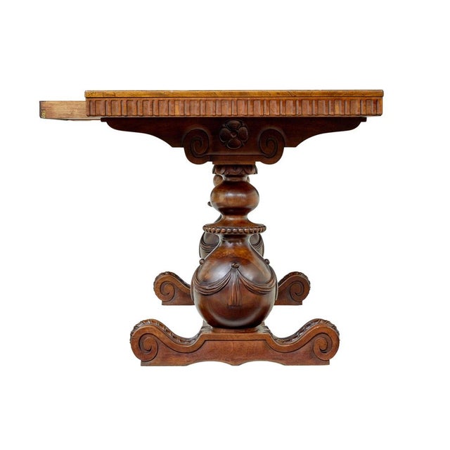 1920s Vintage Scandinavian Carved Walnut Desk, 1920 For Sale - Image 5 of 13