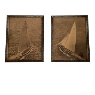 1934 America’s Cup Sailing Photos, Framed - a Pair For Sale