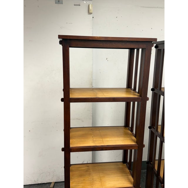 Asian Asian Style Split Bamboo Étagère Bookcases, Pair For Sale - Image 3 of 12