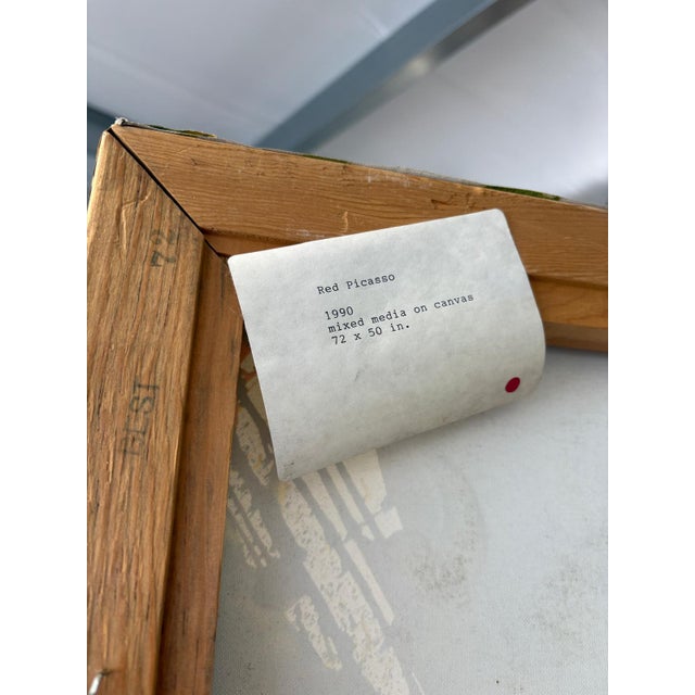 Textile 1990s Original Monumental Pop Art Portrait - “Red Picasso” For Sale - Image 7 of 7