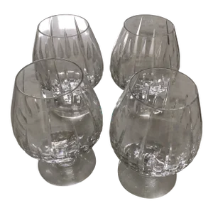 1990s Vintage Mikasa Arctic Lights Crystal Cut Snifter Glasses - Set of 4