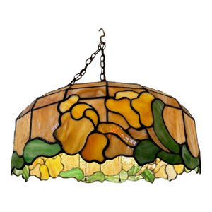 Tiffany Style Leaded Glass Chandelier
