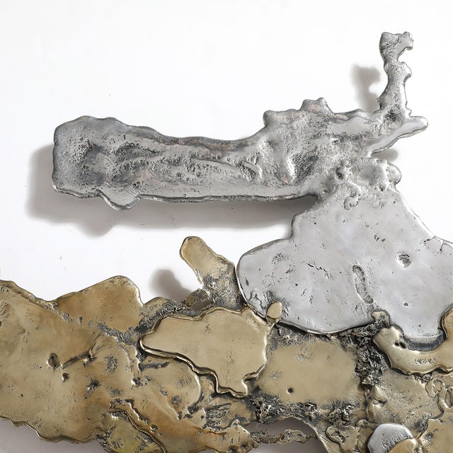 Mid-Century Brass & Aluminum Splash Molten Wall Sculpture Signed Silas Seandel For Sale - Image 9 of 15