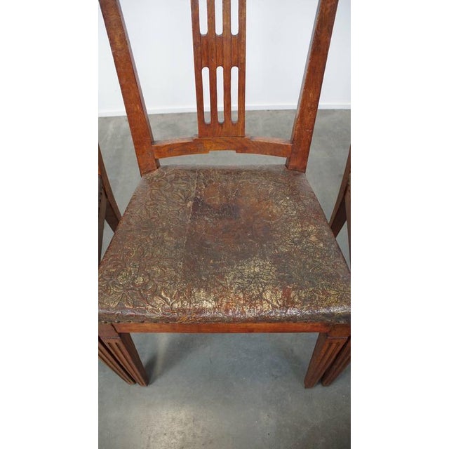 Brown Dutch Leather Dining Room Chairs, Set of 6 For Sale - Image 8 of 18