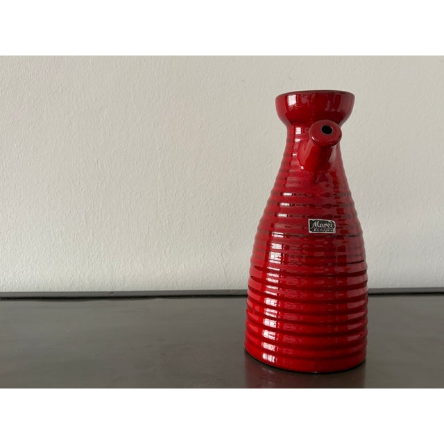 Mid-Century Modern Vintage Red Jug from Marei Keramik, Germany, 1970s For Sale - Image 3 of 18