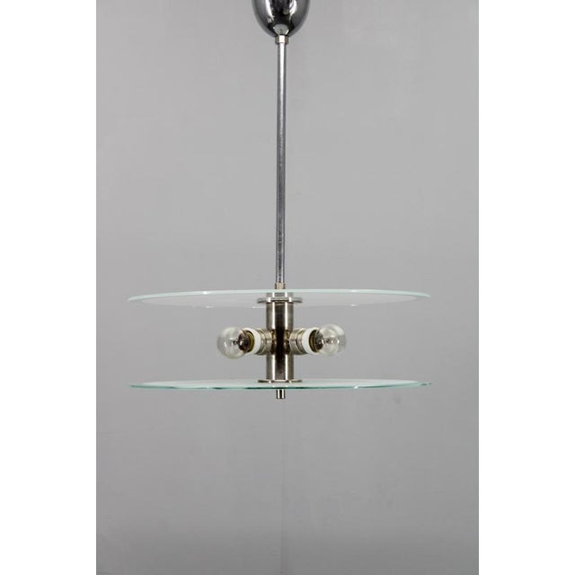 Bauhaus Bauhaus Chrome and Glass Chandelier, Former Czechoslovakia, 1930s For Sale - Image 3 of 12