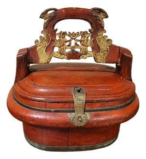 Antique Carved & Gilt Red Chinese Food Box