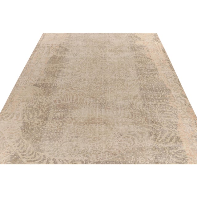 Abstract Distressed Style Abstract Rug in Beige-Brown & Gray Pattern by Rug & Kilim For Sale - Image 3 of 6