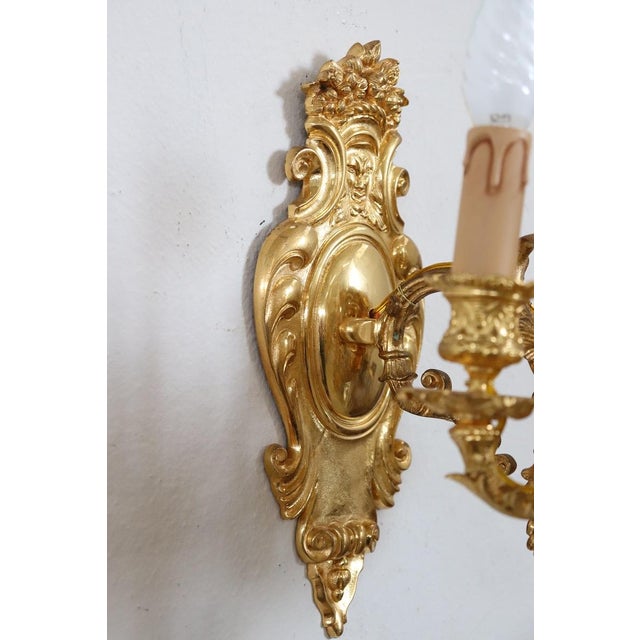 Sconces in Gilded Bronze with Five Bulbs Each, Set of 2 For Sale - Image 13 of 17