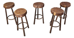 Vintage Tree Trunk Bar Stools, 1970s, Set of 5