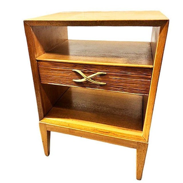 Mid 20th Century Restored Paul Frankl Combed Wood Bedside Table for Brown Saltman, Pair, Attributed For Sale - Image 4 of 6