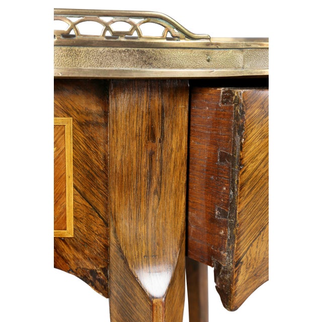 Wood Louis XVI Style Marquetry Table A' Ecrire For Sale - Image 7 of 13