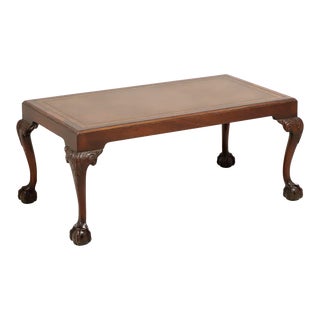Barnard & Simonds Mahogany and Leather Chippendale Ball in Claw Coffee Cocktail Table For Sale