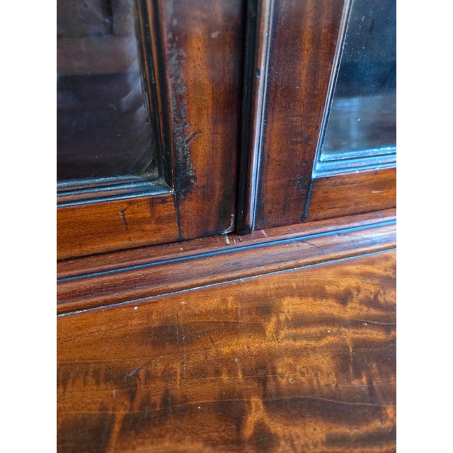 Wood Georgian Mahogany Astragal Glazed Secretaire Bookcase on Swept Bracket Feet For Sale - Image 7 of 18