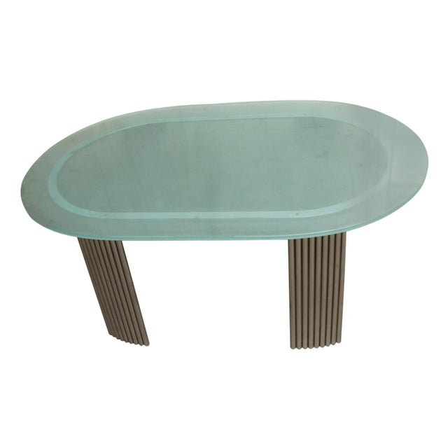 Art Deco Mid 20th Century Reclaimed Art Deco Oblong Glass Top Dining Table For Sale - Image 3 of 7