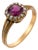 Early 20th Century Victorian Rubellite Diamond 18k Yellow Gold Cluster Ring, Size 9 For Sale