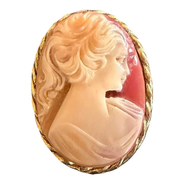 1970s Mid-Century Cameo Brooch For Sale