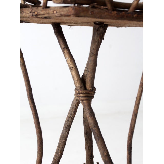 Wood Antique Adirondack Twig Planter Table For Sale - Image 7 of 12