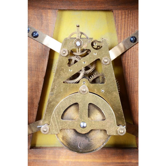 Art Deco Table Clock in Walnut, Brass, and Glass, Czech, 1920s For Sale - Image 9 of 11