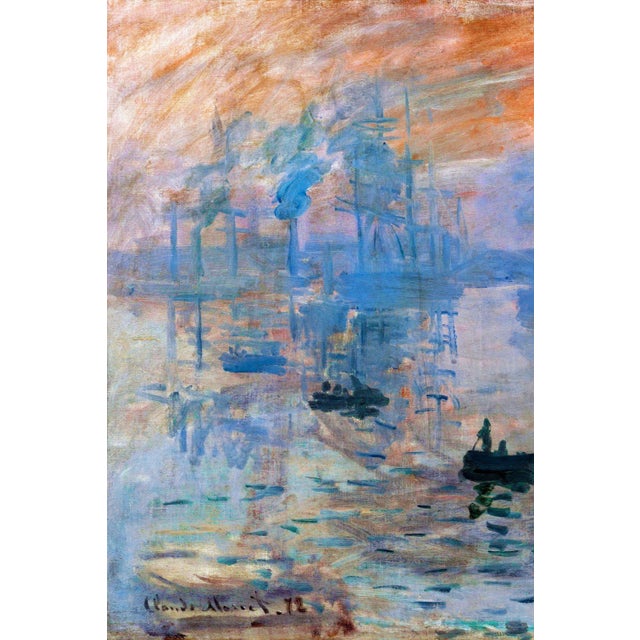 Monet Impression, Sunrise by Claude Monet, Vintage Art Print Reproduction, 24" × 18" For Sale - Image 4 of 5