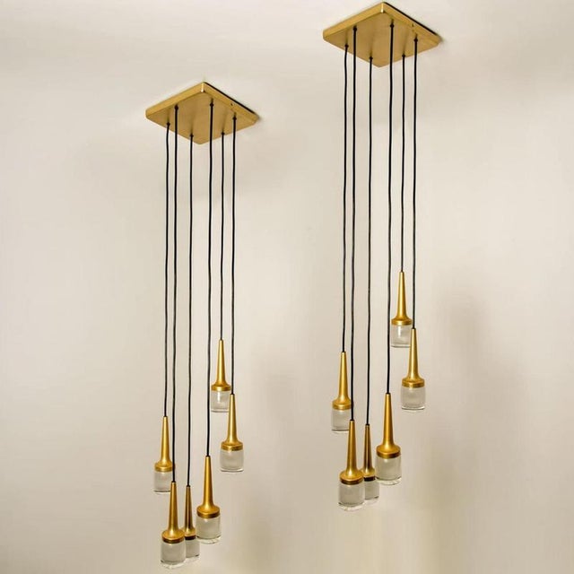 Metal Brass and Glass Cascade Fixture attributed to Staff, 1969 For Sale - Image 7 of 18