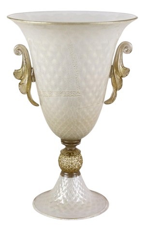 Golden Murano Glass Urn Vase with 24 K Gold Flakes attributed to Gabbiani, Italy, 2000s