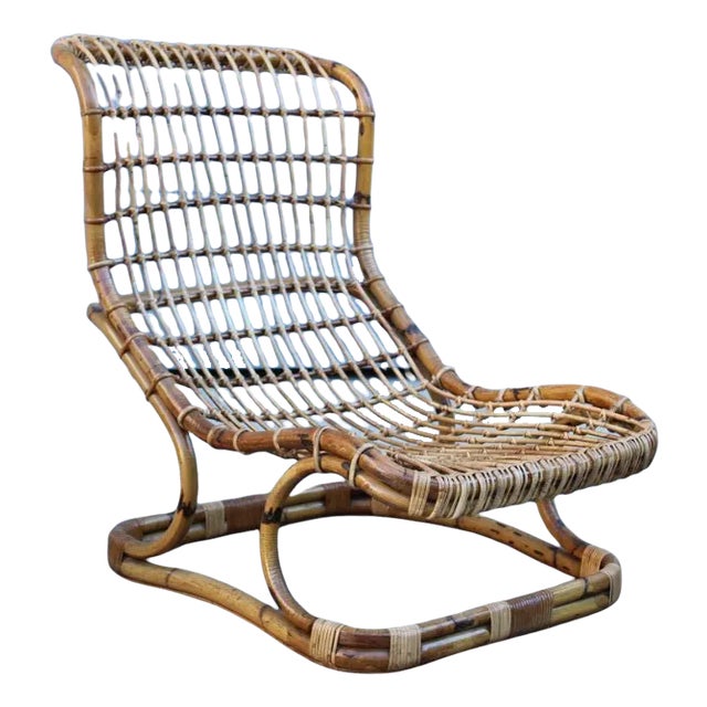 Italian Bamboo BP9 Armchair by Tito Agnoli, 1950s For Sale