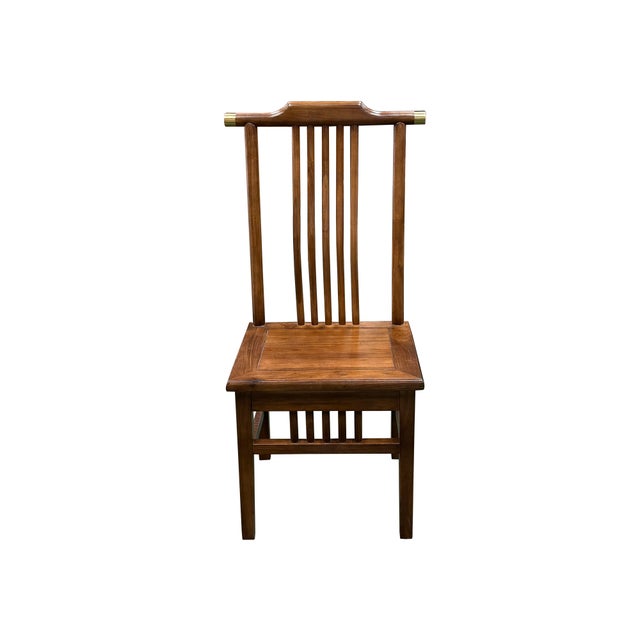 Asian Oriental Modern Yoke High Back Bars Backrest Accent Side Chair For Sale - Image 3 of 14