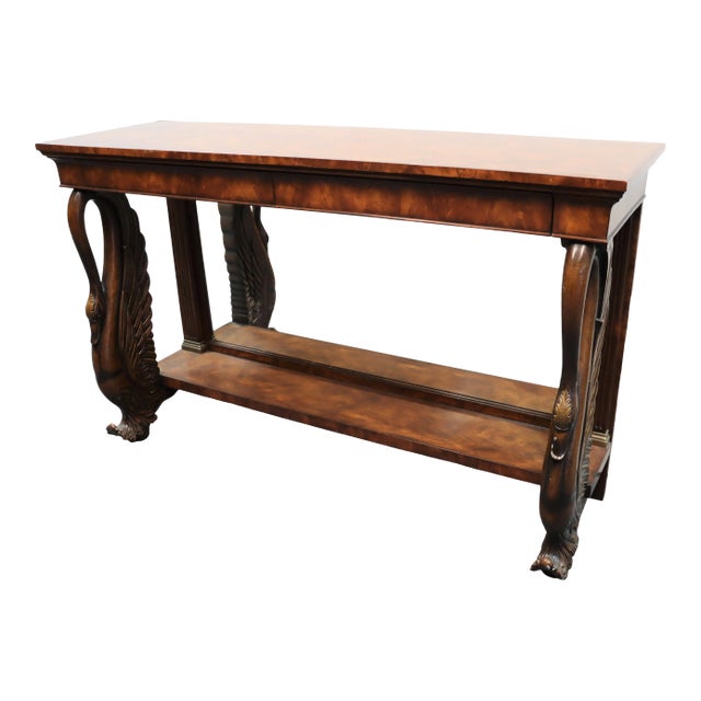 Theodore Alexander Regency Swan Carved Burl Console Table For Sale